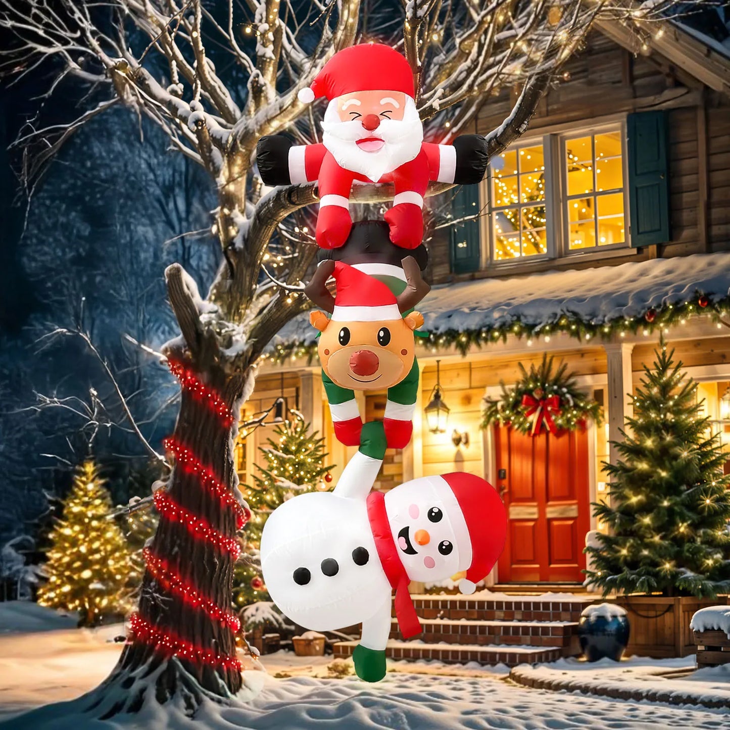 Décoration Gonflable de Noël 2,4 m – Père Noël Grimpant