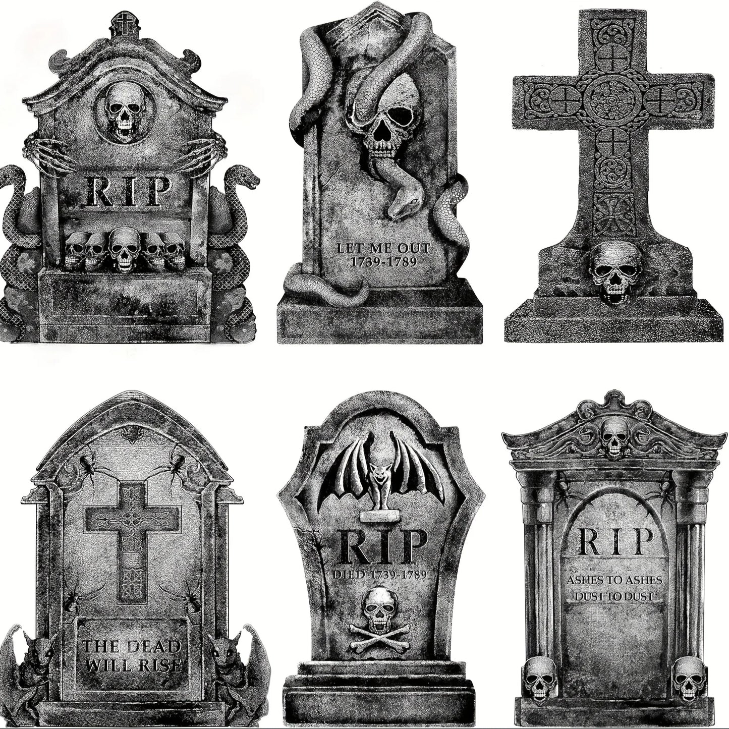 Lot de 6 Pierres Tombales d’Halloween