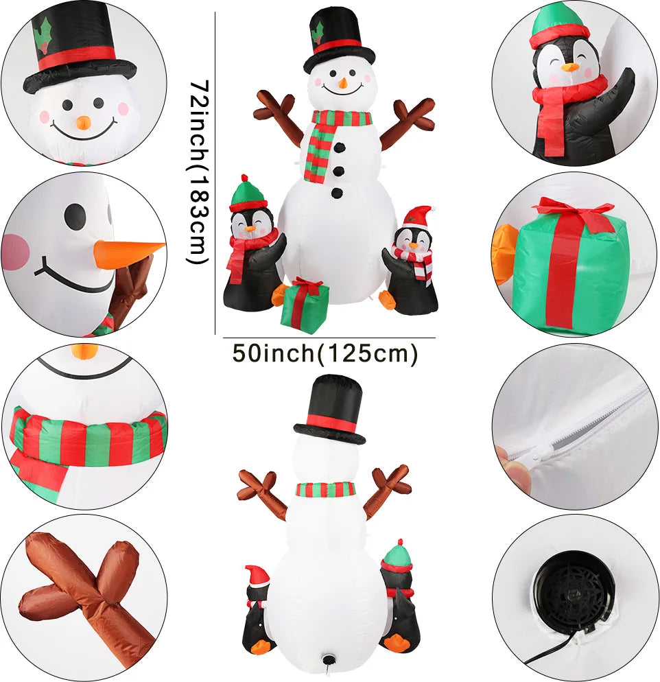 Décoration Gonflable 1,8 m Bonhomme de Neige