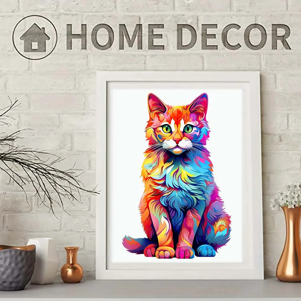 Puzzle en Bois Chat Coloré