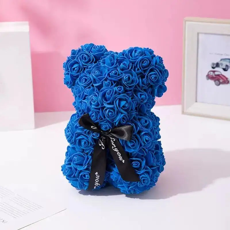 Ours en Roses Artificielles 25 cm