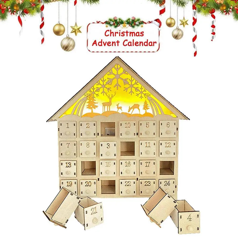 Calendrier de l’Avent de Noël Réutilisable en Bois