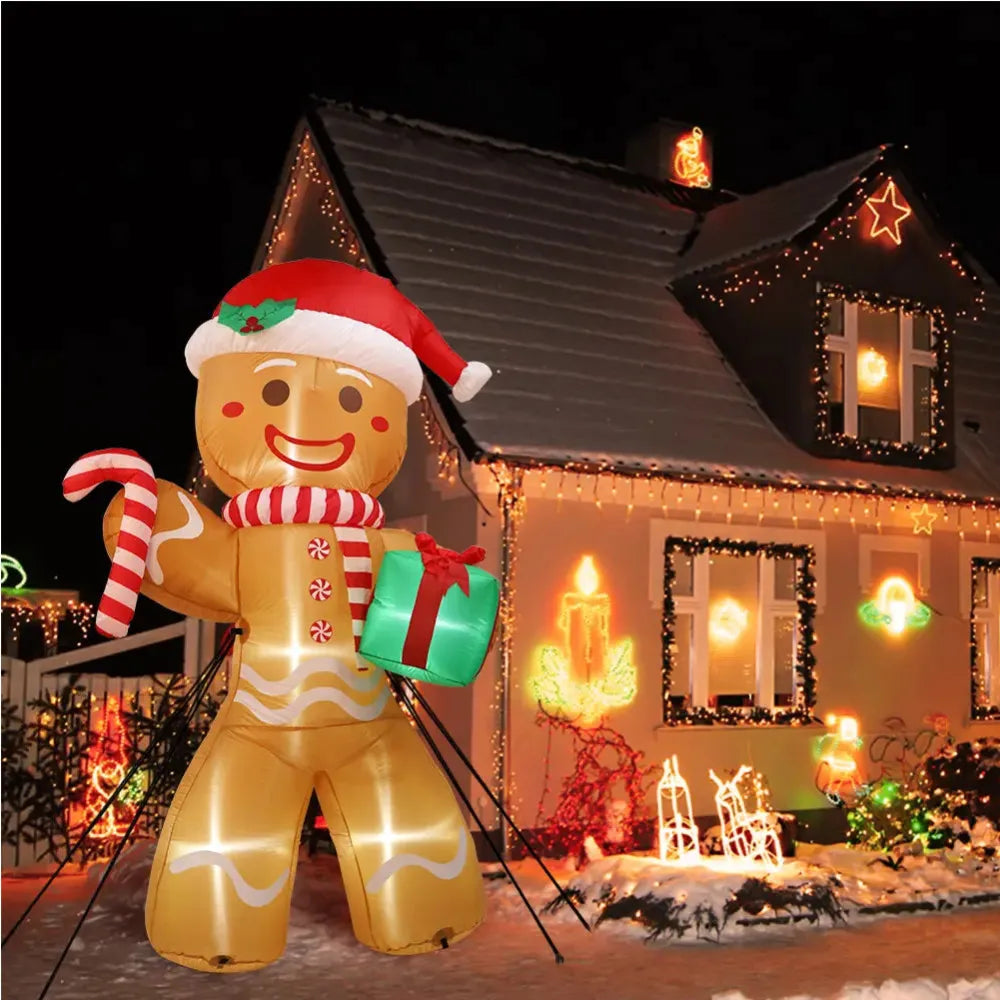 Décoration Gonflable - Bonhomme Pain d’Épices Lumineux LED 2,4 m