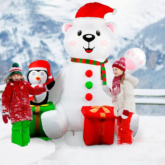 Décoration Gonflable – Ours Polaire et Pingouin 1,8 m