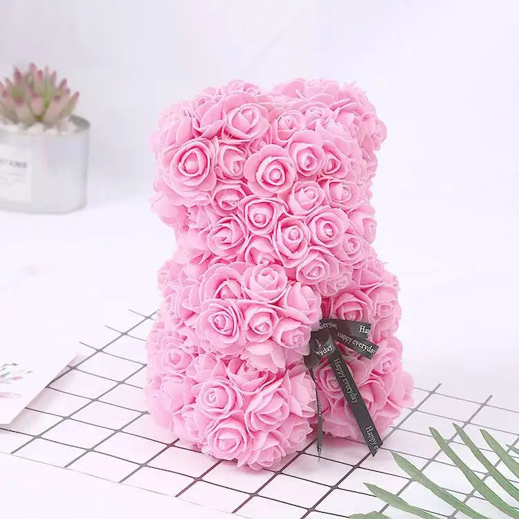 Ours en Roses Artificielles 25 cm