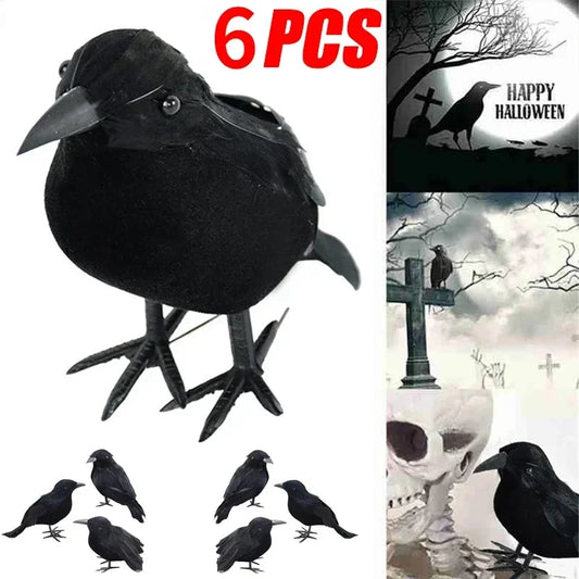 6x Corbeaux Artificiels Réalistes
