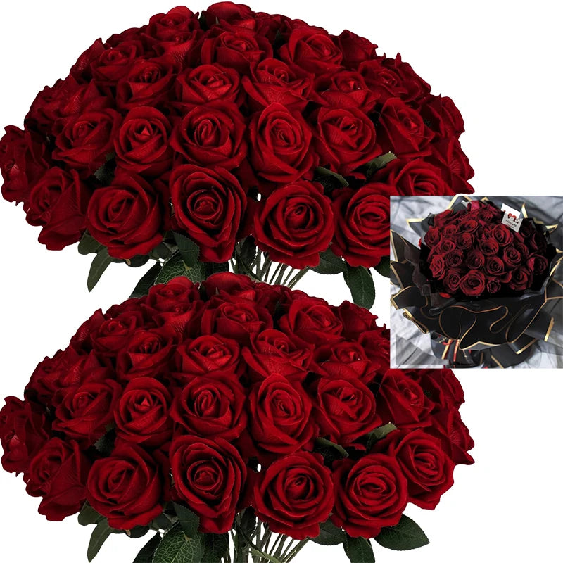 50 Roses Artificielles en Velours – Cadeau Saint-Valentin