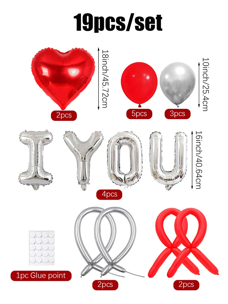 Ballons Décoratifs en Forme de Cœur “I Love You”
