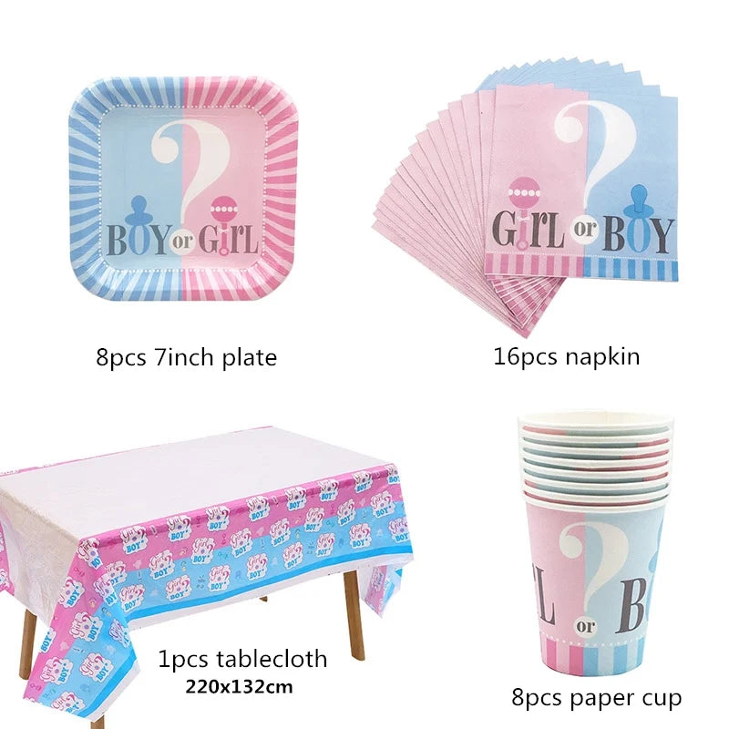 Kit vaisselle jetable – Baby Shower fille ou garçon