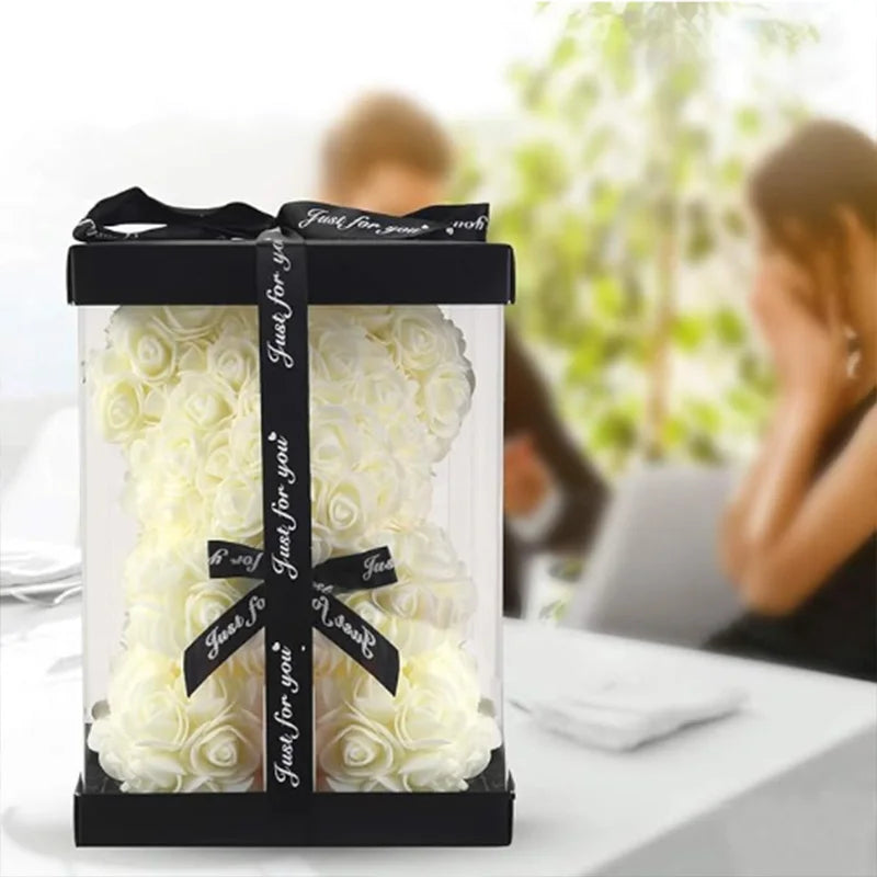 Ours en Roses Artificielles 25 cm