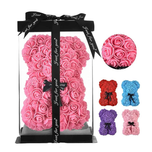 Ours en Roses Artificielles 25 cm