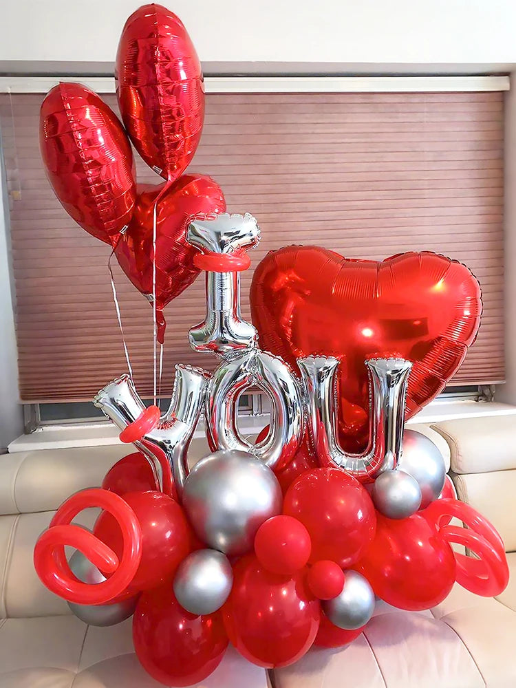 Ballons Décoratifs en Forme de Cœur “I Love You”