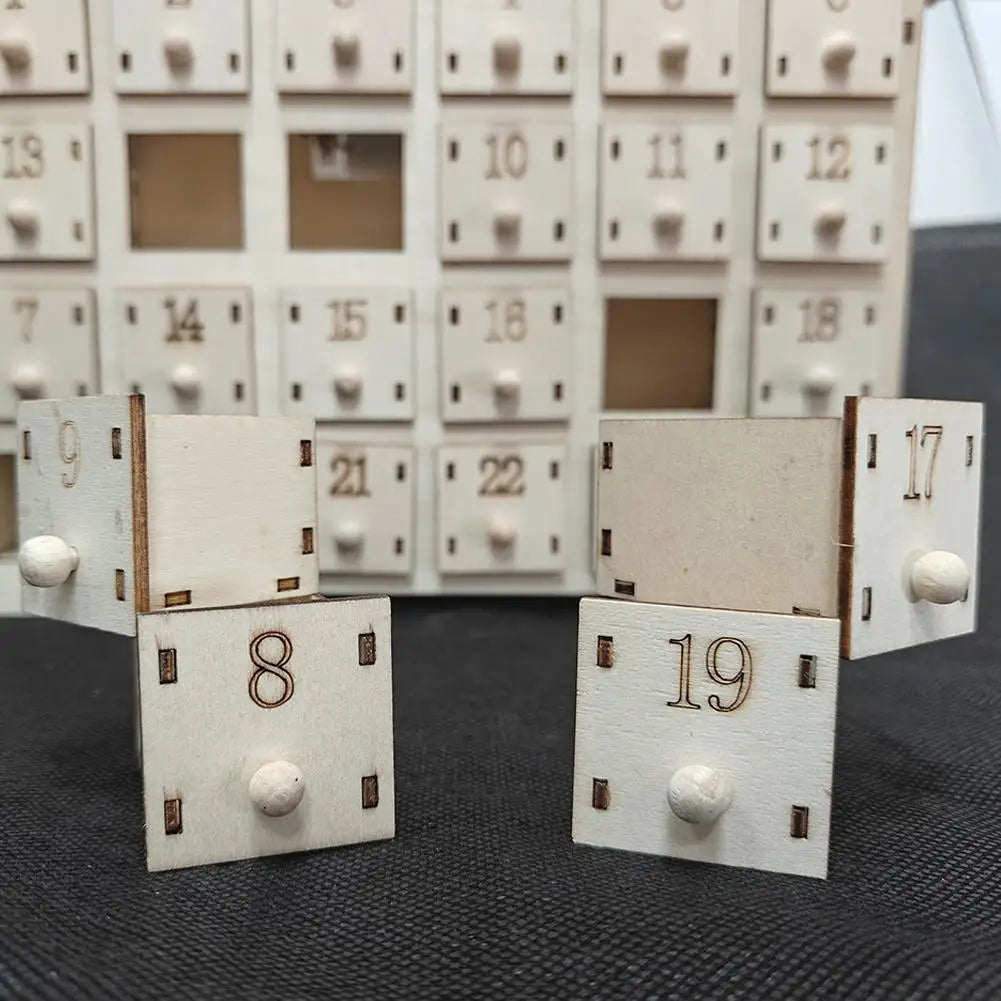 Calendrier de l’Avent de Noël Réutilisable en Bois