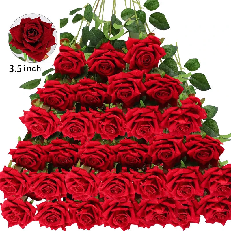 50 Roses Artificielles en Velours – Cadeau Saint-Valentin