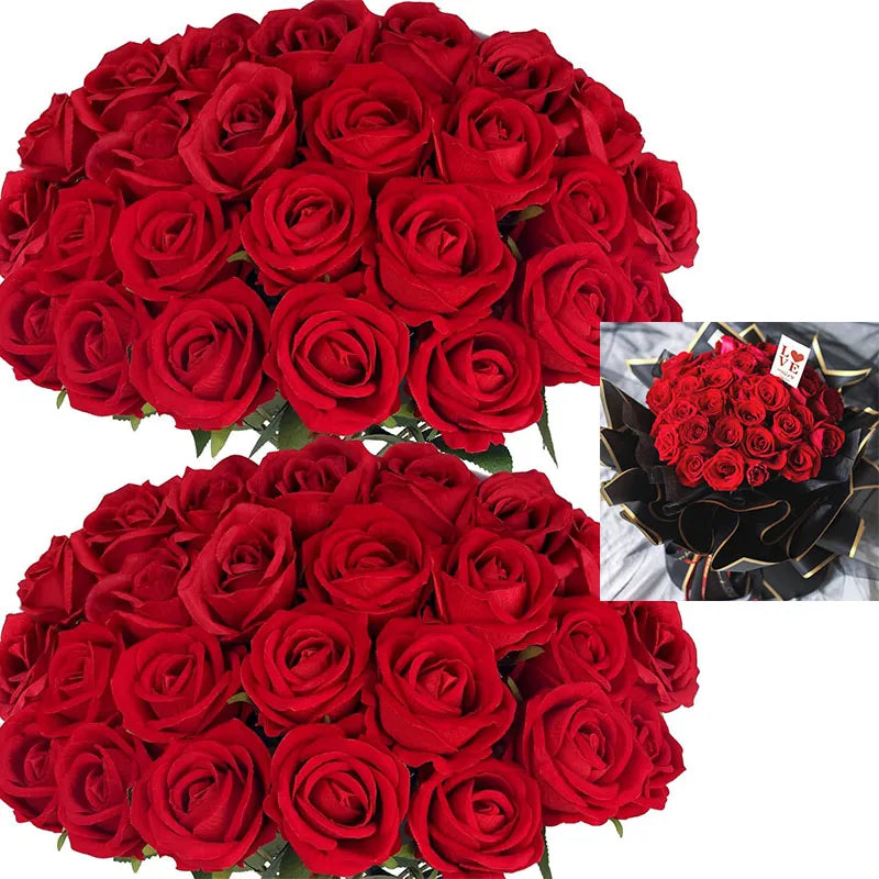 50 Roses Artificielles en Velours – Cadeau Saint-Valentin