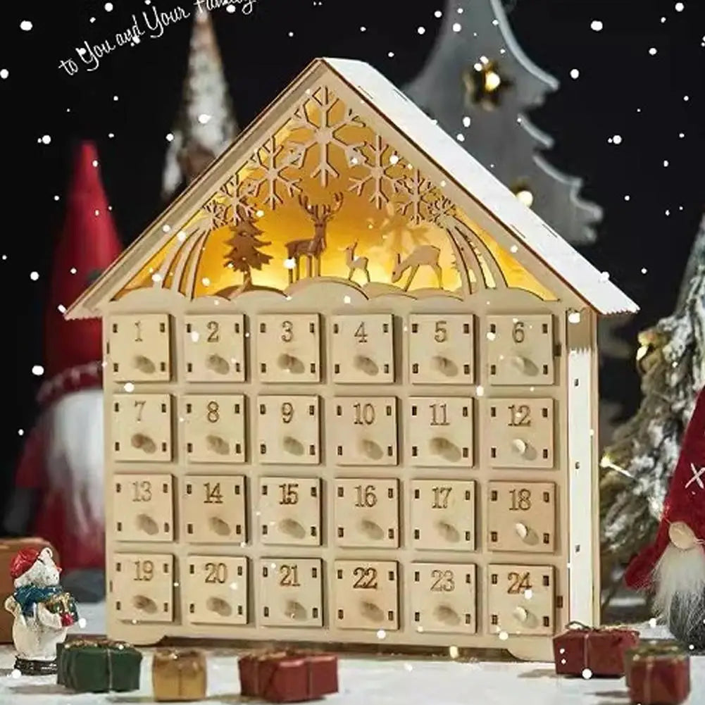 Calendrier de l’Avent de Noël Réutilisable en Bois