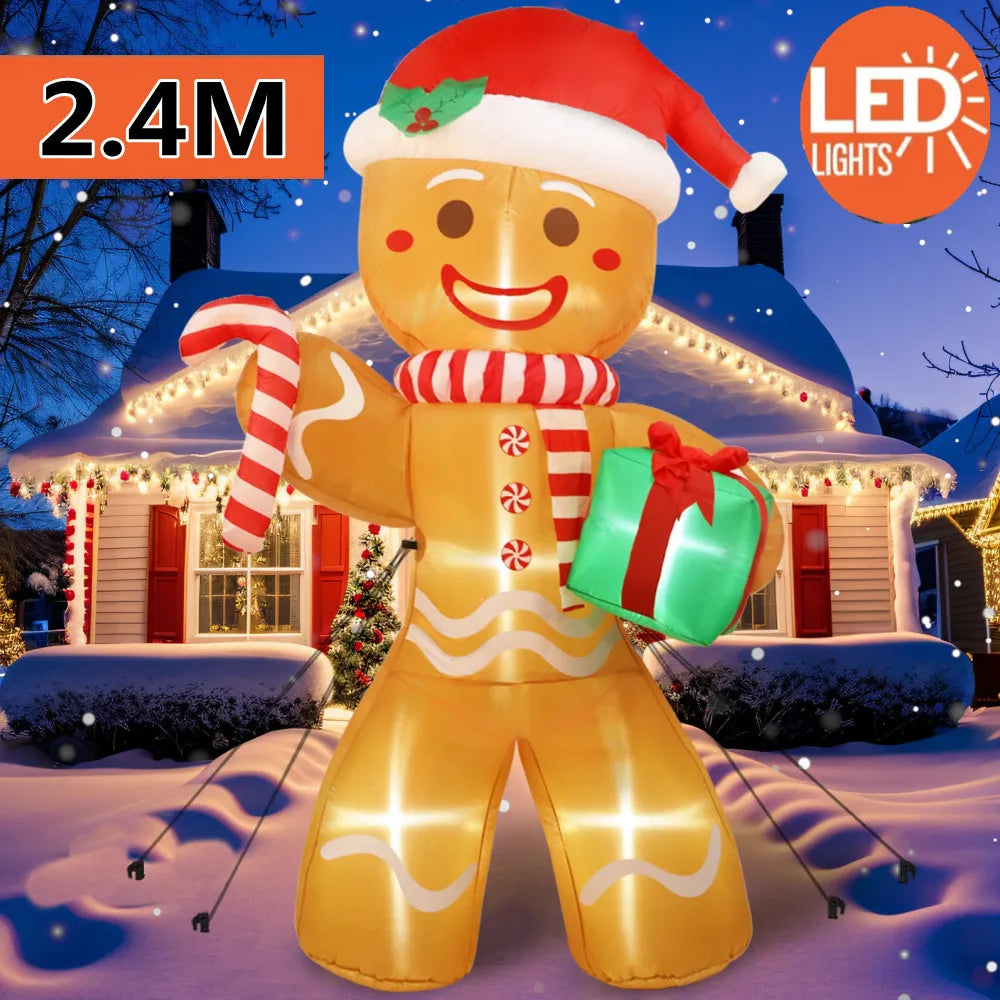 Décoration Gonflable - Bonhomme Pain d’Épices Lumineux LED 2,4 m