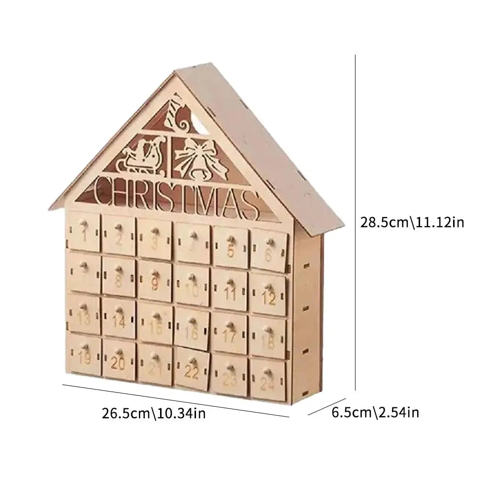 Calendrier de l’Avent de Noël Réutilisable en Bois